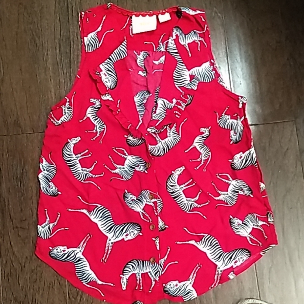 Maeve Anthropologie zebra blouse size 2